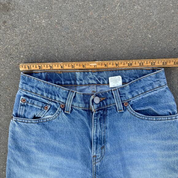 Vintage 90s Levi’s 517 Boot Cut Low Rise Fray Knee Jeans 7 JR M - Picture 6 of 11